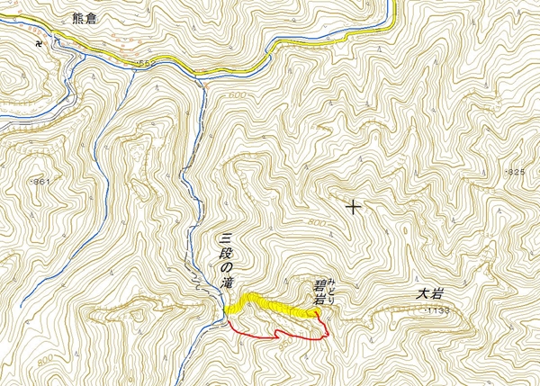 碧岩西稜ルート地図